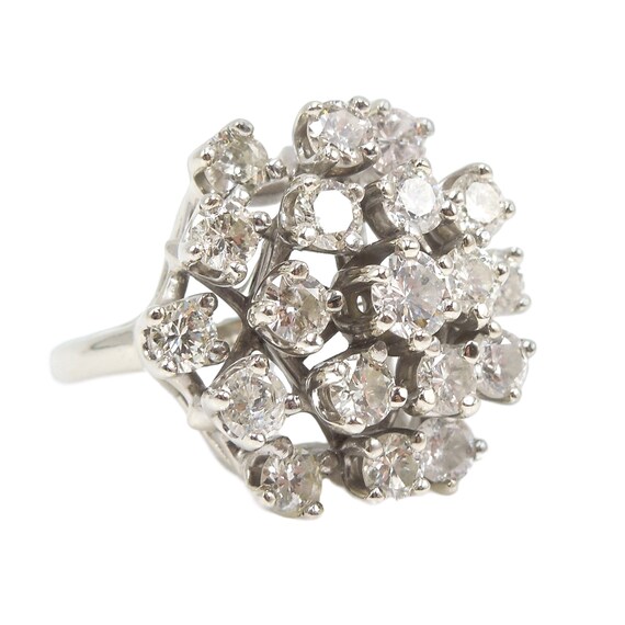 Large White Gold and 3.00 Carat Beehive Diamond Cluster Ring Etsy Ireland