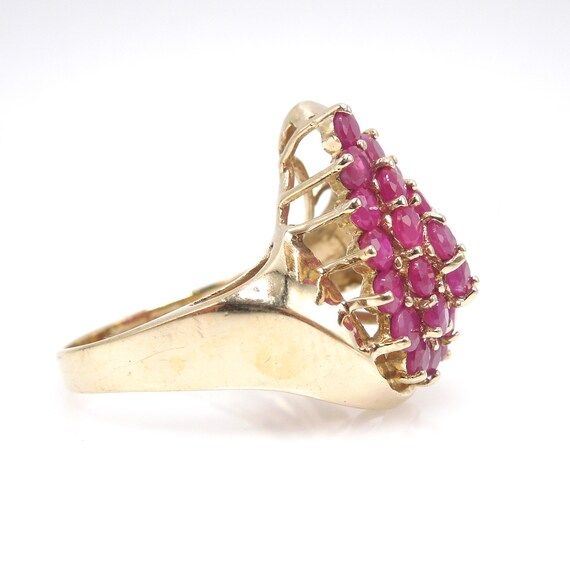 Teardrop Ruby Cluster in Yellow Gold Bypass Ring - image 3