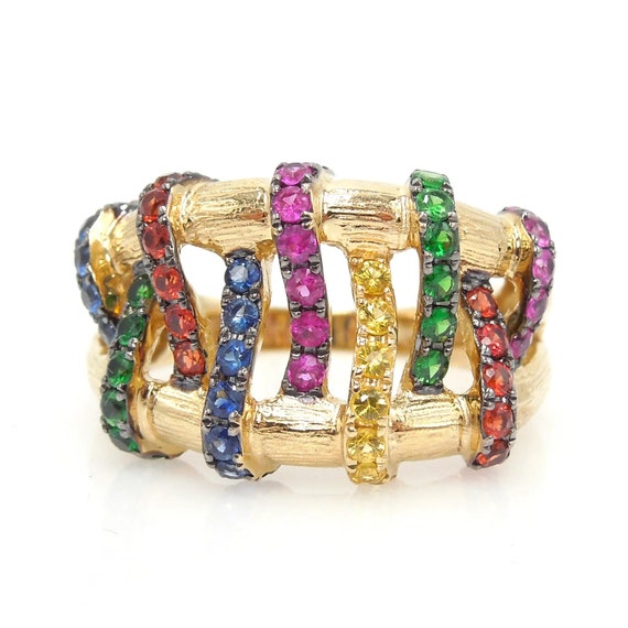 Multicolored Sapphire, Ruby, and Chrome Diopside … - image 1