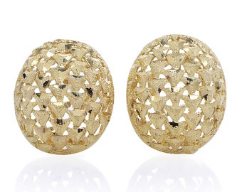 Estate 14K Yellow Gold Weaved Dome Earrings with Open Work