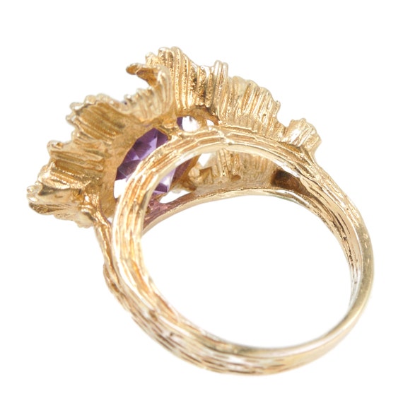 Midcentury Nature Inspired Oval Amethyst Ring in … - image 4