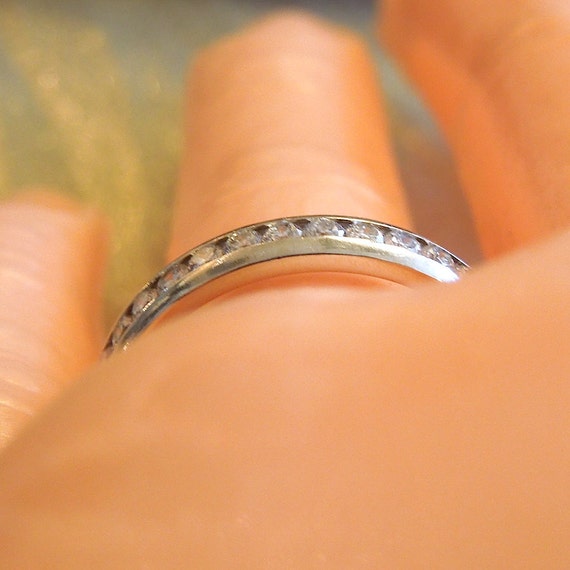 Channel Set Diamond and White Gold Wedding Band - image 2