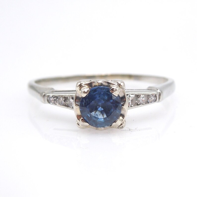 0.65ct Ceylon Blue Sapphire in 18K White Gold and Diamond Ring - Etsy