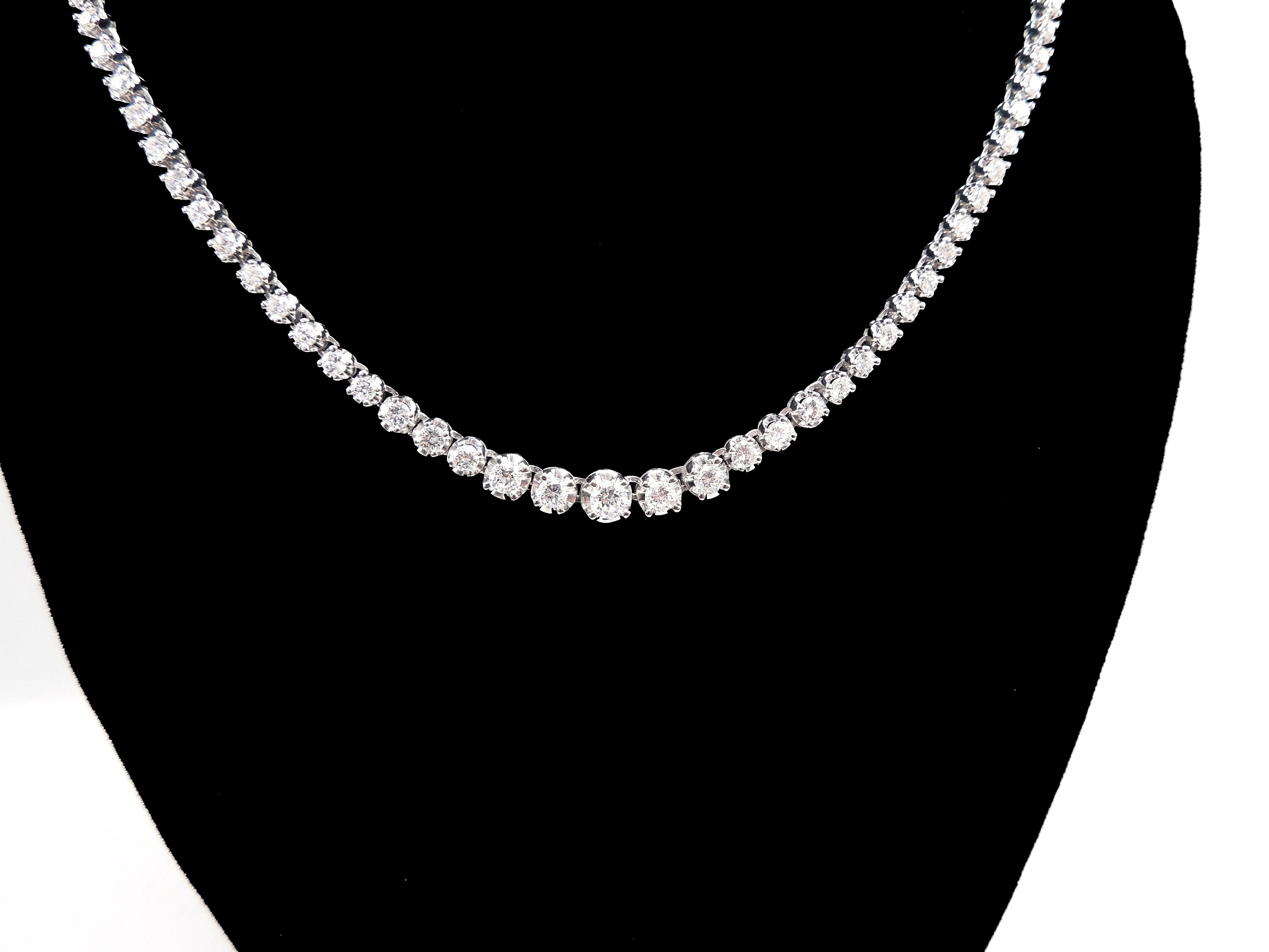 48.59 Carat Graduated Riviera Radiant Cut Diamond Necklace – Norman  Silverman