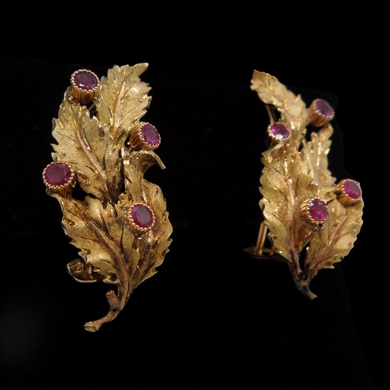 Buccellati 18K Yellow Gold and Ruby Earrings image 2