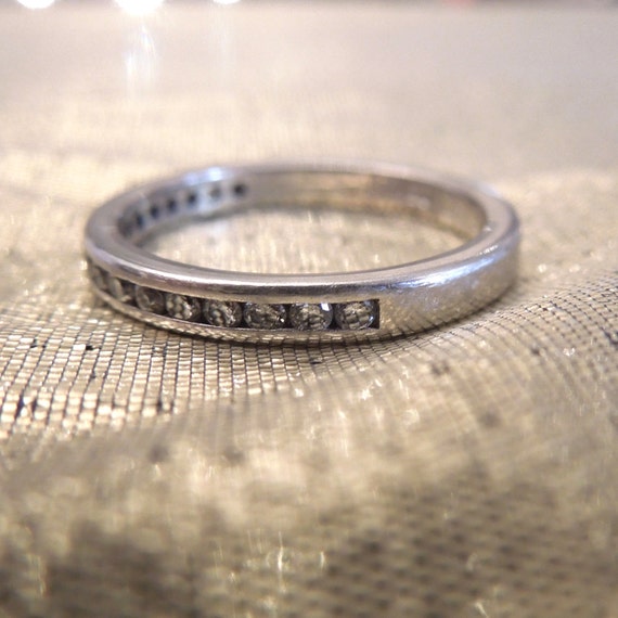 Simple Platinum and Diamond Band - image 2