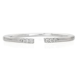 Estate 18K White Gold & Diamond Thin Open Band