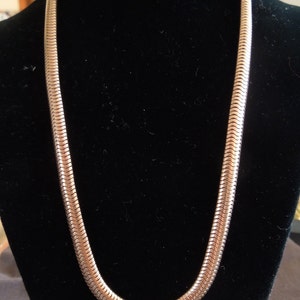 14K Pink Gold Retro Snake Chain Necklace w/ Fold Over Clasp