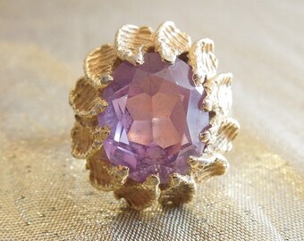 Large Oval Amethyst in Substantial Gold Ring