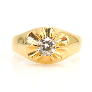 Nearly Half Carat Diamond Belcher Ring in 14K Yellow Gold