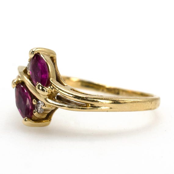 Vintage Double Marquise Ruby Ring with Accent Dia… - image 2
