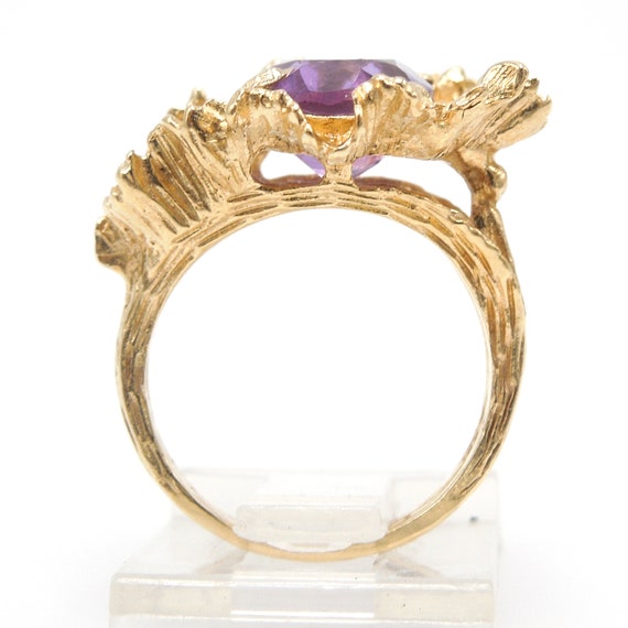 Midcentury Nature Inspired Oval Amethyst Ring in … - image 5