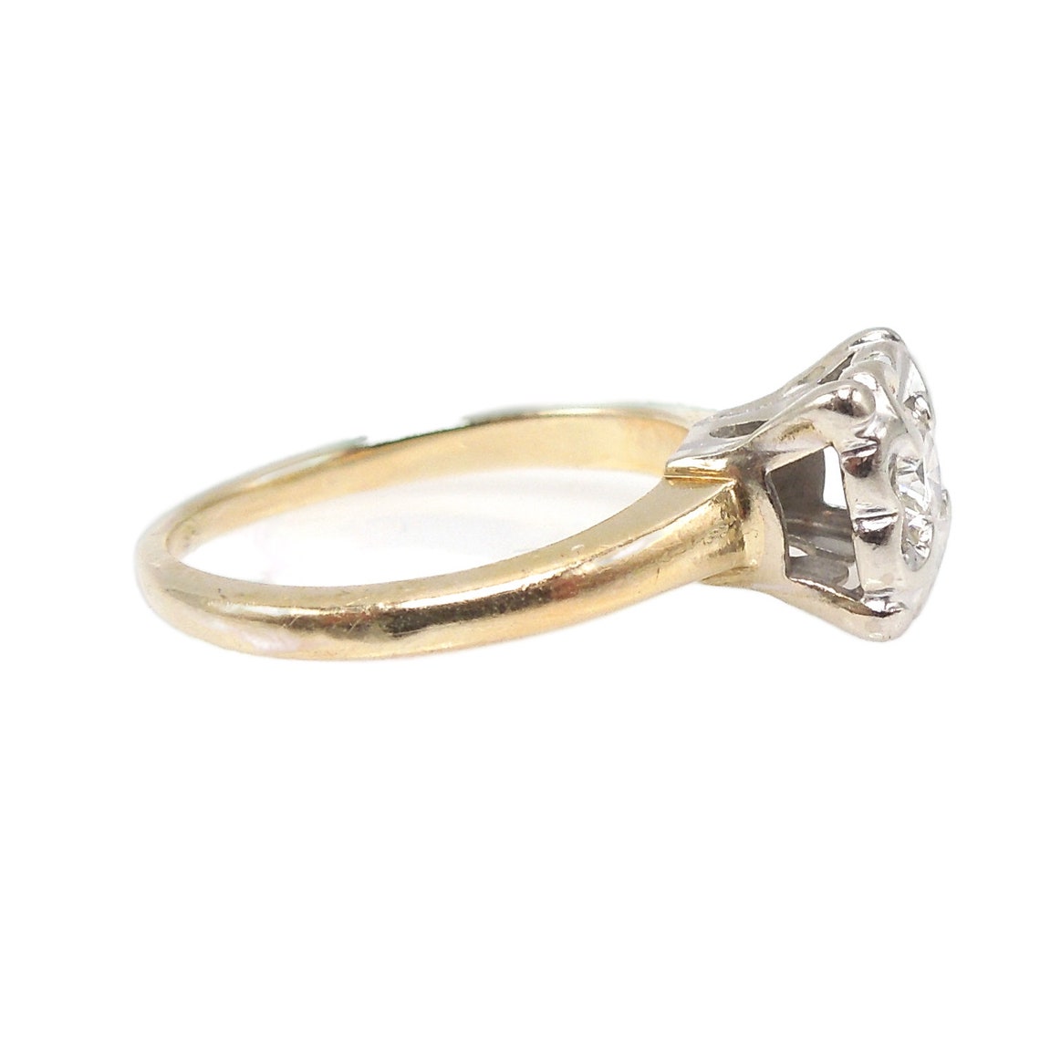 Prism-lite 1940s Diamond Ring in Bicolor Gold Illusion Mount - Etsy