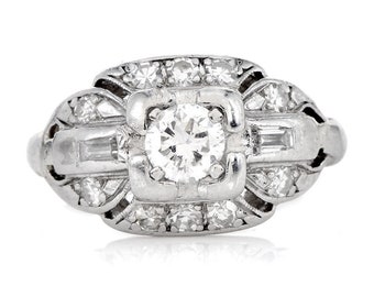 Antique Art Deco Quarter Carat Diamond Platinum Engagement Ring