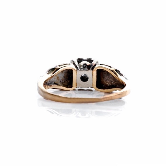 Vintage Bicolor Diamond and Gold Engagement Ring - image 3
