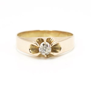 10K Yellow Gold Victorian Quarter Carat Diamond Belcher Ring