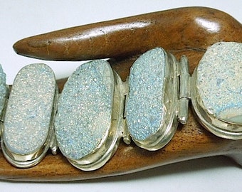 Sterling Silver and Oval Geode Bracelet