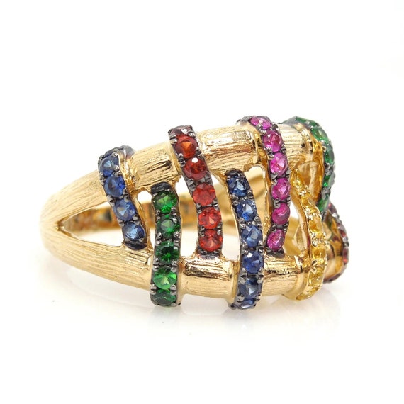 Multicolored Sapphire, Ruby, and Chrome Diopside … - image 3