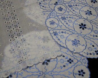 Vintage Doily Blue Table Decor Round Doily Cyanotype Print on Fabric