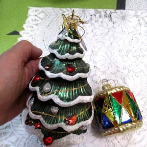 2, Blown Glass, Christmas Ornaments, Made in Poland, Polish Ornaments, Glass Ornaments, Vintage Christmas, Tree Ornaments, Drum Ornament