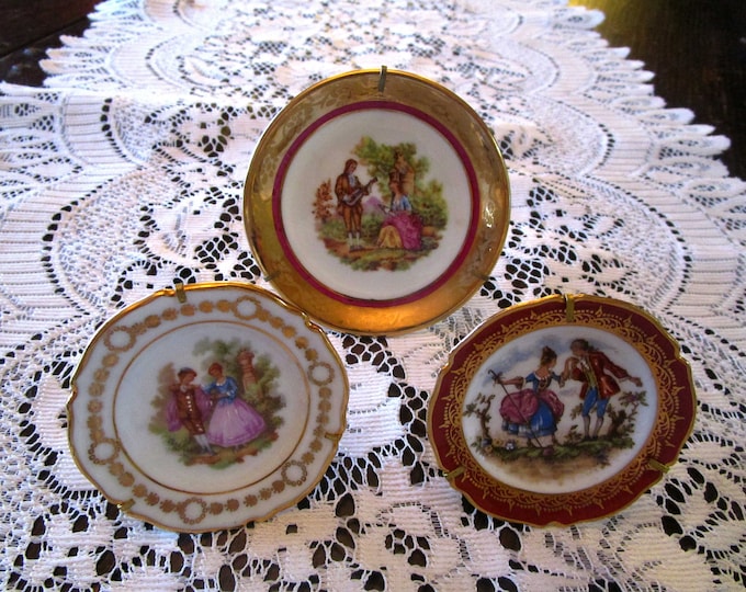 3, Limoges, Miniature Plates, Limoges Miniatures, Vintage Miniatures