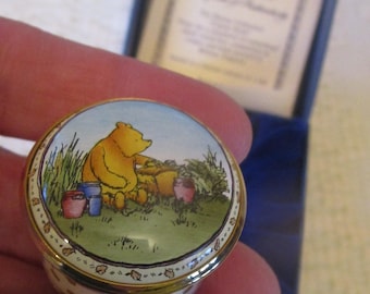 Halcyon Days, Enamel Trinket Pill Box, Winnie The Pooh, Time For a Smackerel of Something
