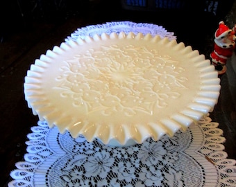Fenton Cake Plate, Spanish Lace, Milk Glass, Fenton Milk Glass, Vintage Cake Plate, Wedding Cake Stand, Vintage Milk Glass, Cake Stands