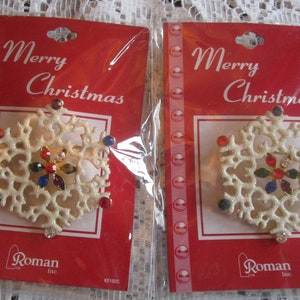 2, Snowflake Pins, Roman, Snowflake Brooch, Christmas Pins, Christmas Brooch, Christmas Accessories, Christmas Jewelry, Stocking Stuffers