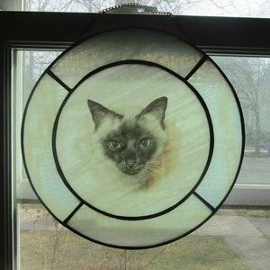 10.5 inch, Leaded Glass, Siamese Cat, Window Decor, Suncatcher, Cat Suncatcher, Slag Glass, Cats, Cat Decor, Cat Rescue, Vintage Cats