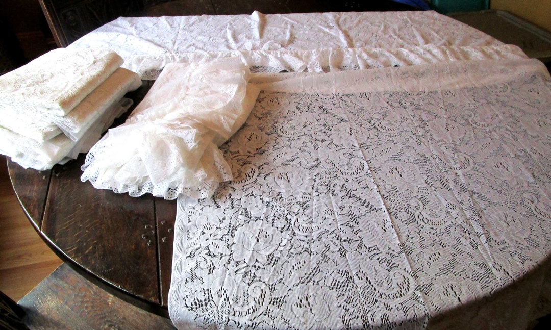 9 Lace Panels Curtain Panels Vintage Lace Valances Lace Etsy