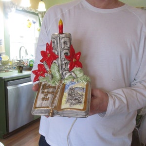 Ceramic Christmas Light, Vintage Christmas, Christmas Candle, Nativity Light, Christmas Decor, Christmas Ceramics, Vintage Ceramics