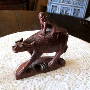 Asian Carving, Water Buffalo, Vintage Carving, Glass Eyes, Carved Animals, Wood Carving, Folk Art, Carved Buffalo, Orientalia