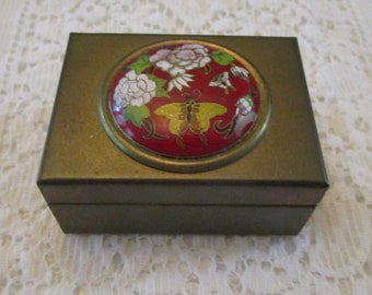 Cloisonne, Cloisonne Box, Chinese Box, Chinese Decor, Vintage Cloisonne, Cloisonne Butterflies, Chinese Figurines, Asian Decor, Trinket Box