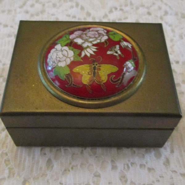 Cloisonne, Cloisonne Box, Chinese Box, Chinese Decor, Vintage Cloisonne, Cloisonne Butterflies, Chinese Figurines, Asian Decor, Trinket Box