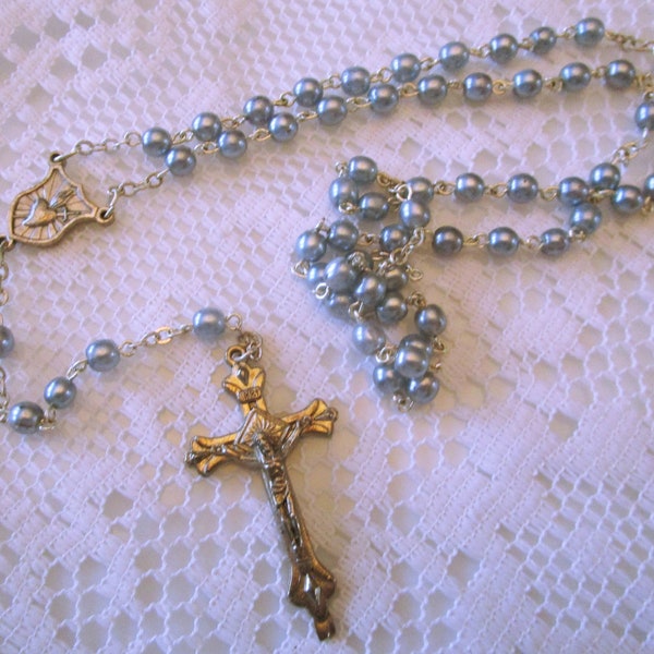 Vintage Rosary, Sacred Heart, Reparation Rosary, Blue Rosary, Rosaries, Vintage Crucifix, Rosary, Vintage Religious, Prayer Beads, HHR#92