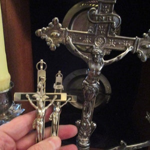 Antique, Last Rites, Oak Box, Vintage Crucifix, Altar Cross, Holy Water ...