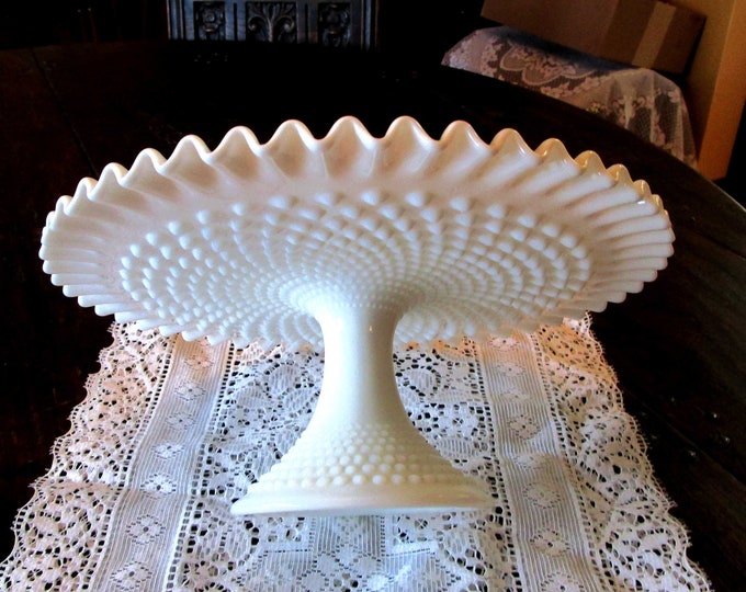 Cake Stand, Wedding Cake Stand, Milk Glass, Cake Stand, Hobnail, Vintage Fenton, Fenton Glass