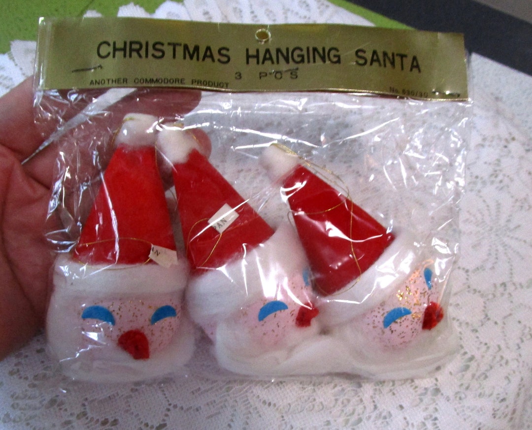 Vintage Ornaments, Made in Japan, Commodore Ornaments, Santa Ornaments