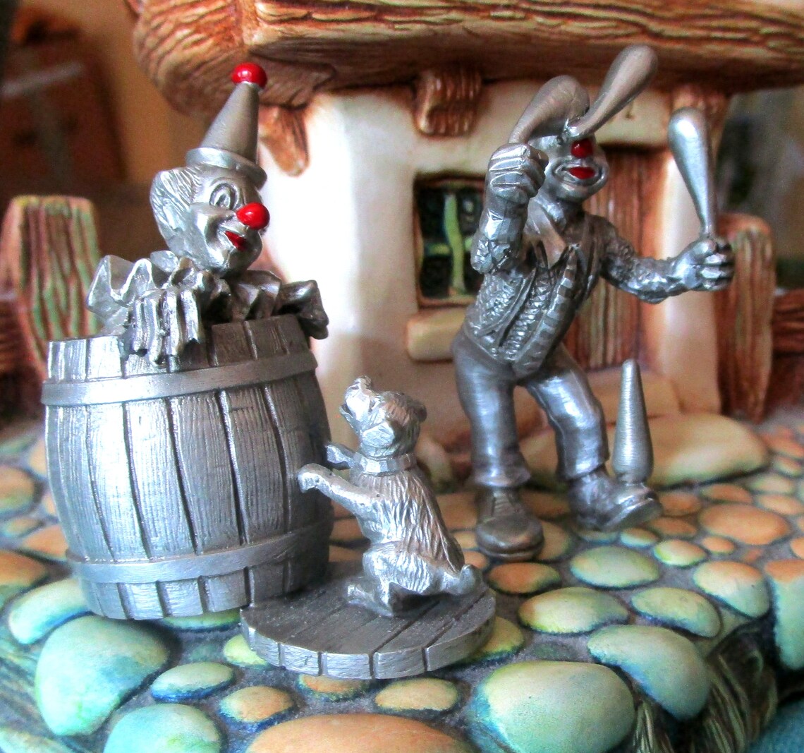 2 Pewter Clowns Miniature Figurines Clown Figurines Etsy
