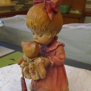 Sara Kay, Anri Figurines, Wake Up Kiss, Teddy Bear, Anri Carvings, Carved Figurines, Made in Italy, Vintage Anri , Limited Edition