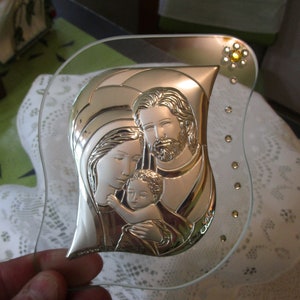 Silver Icon, Holy Family, Madonna, Religious Decor, Religious Gift, Baby Jesus, Vintage Religious, Sterling Silver, Religious Icon