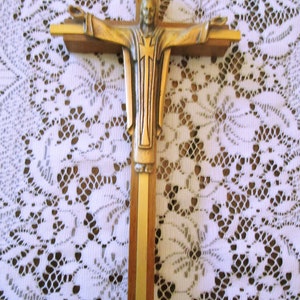 Wall Cross, Vintage Cross, Vintage Religious, Wooden Cross, Brass Cross, Wall Crucifix, Wall Decor, Religious Wall Decor, Religious Decor