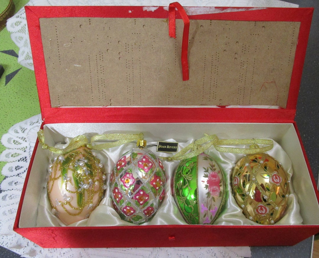 Joan Rivers, Egg Ornaments, Blown Glass, Faberge Inspired, Glass