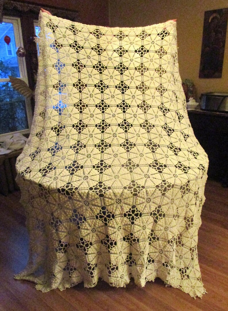 Popcorn Bedspread, Coverlet, Vintage Bedspreads, Vintage Afgans, Vintage Bedspread, Vintage Linens, Crochet Bedspread, PO#5 image 5