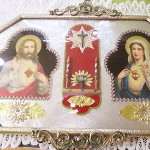 20X14 in, Antique, Wall Altar, Sacred Heart, Virgin Mary, Vintage Religious, Antique Religious, Wall Decor, Religious Wall Decor, Home Altar