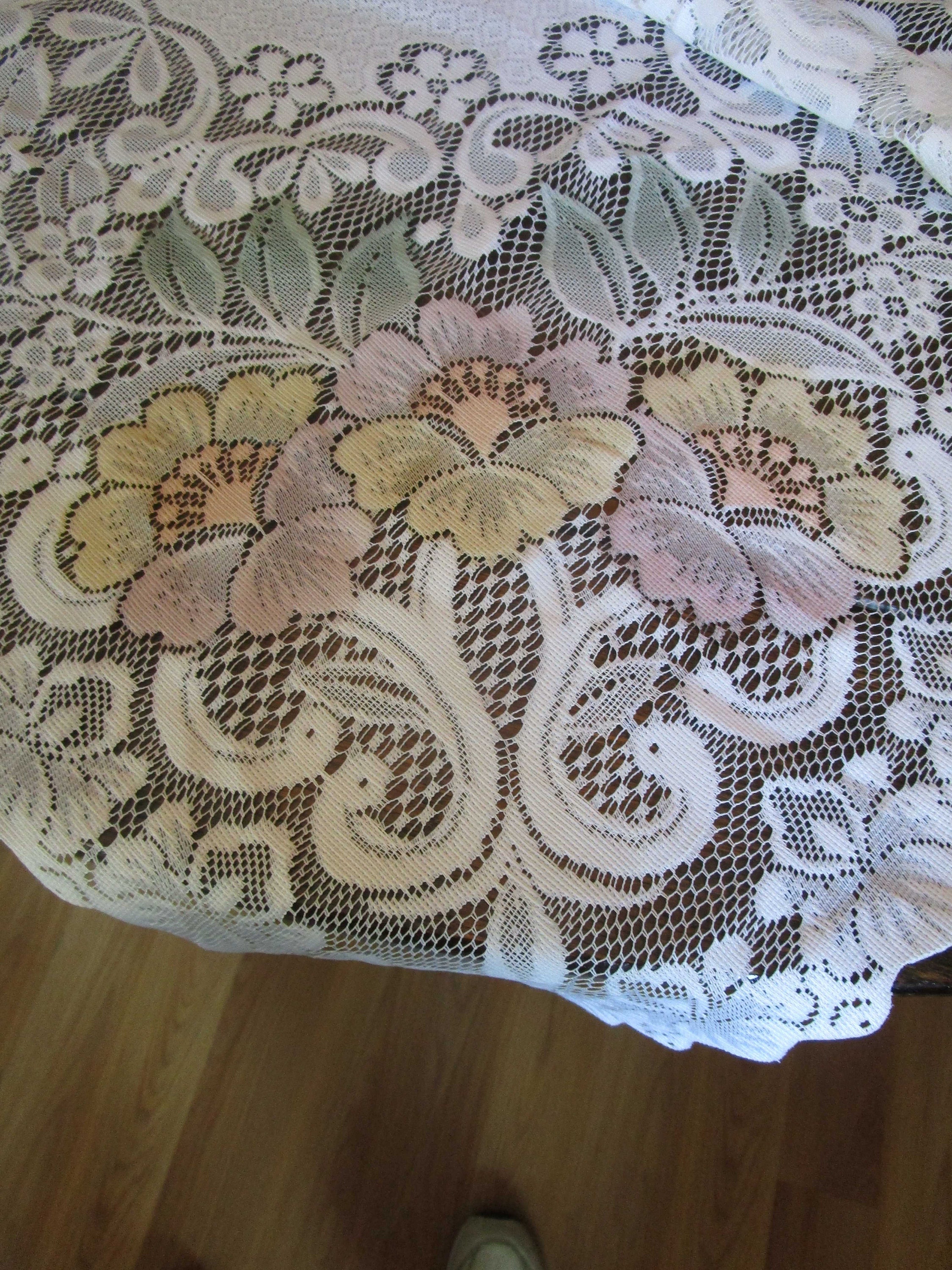 Lace Tablecloth Rectangular Tablecloth Vintage Lace Tea Party Bridal Shower Table Linens Floral Decor Vintage Linens TC63