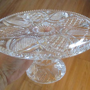 Vintage Cake Stand, Pressed Glass, Cake Plate, Cake Display, Patterned Glass