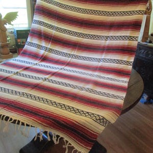 52X74in, Southwestern, Hand Woven, Vintage Throw, Southwestern Decor, Woven Blanket