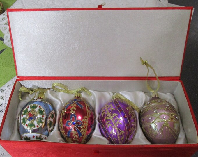 Joan Rivers, Egg Ornaments, Blown Glass, Faberge Inspired, Glass