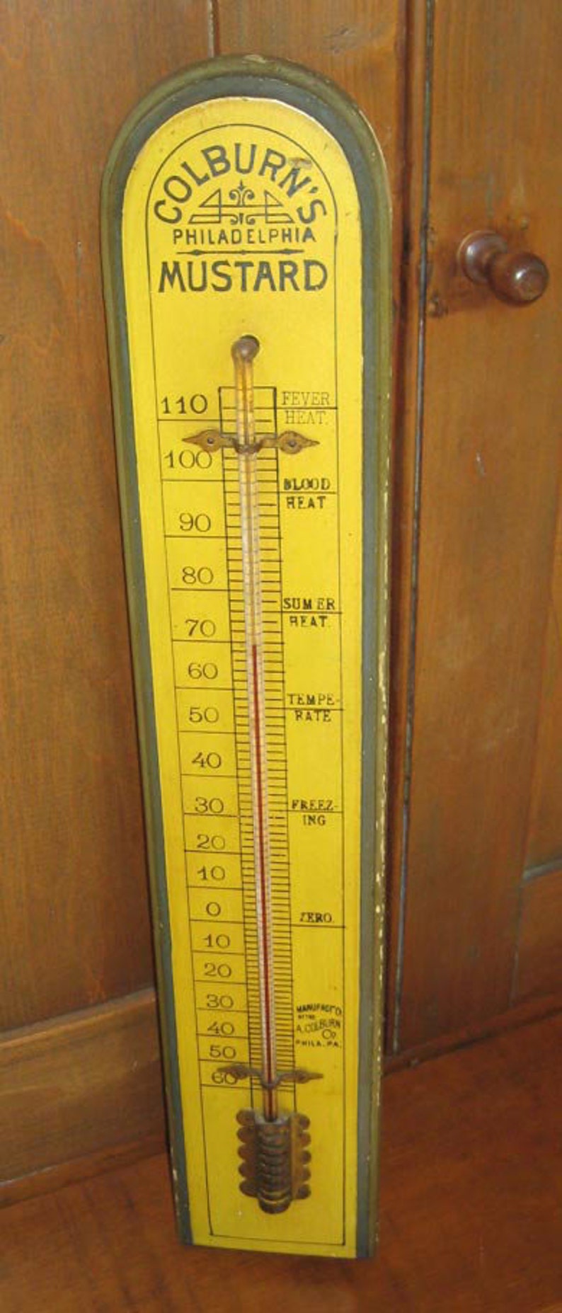 Antique Large Advertising Thermometer Colburn's Mustard Etsy